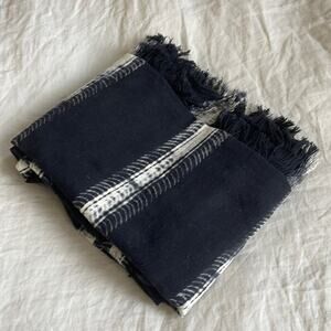 Shoppe Amber Interiors Tensira Indigo Throw with Fringes